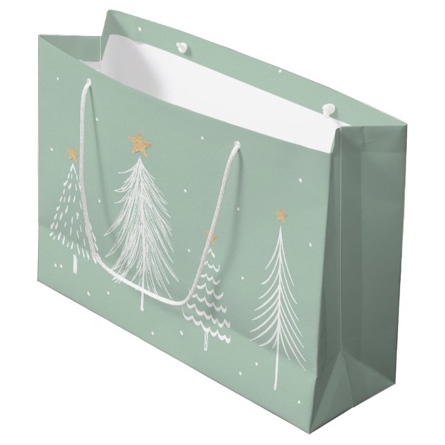 Grand Sac Cadeau Arbres de Noël  (Devant Angle)
