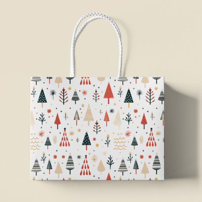 Grand Sac Cadeau Arbres de Noël scandinaves Nordic (Créateur téléchargé)
