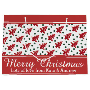 Grand Sac Cadeau Arbres et boutons de Noël de métier