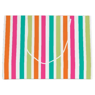 Grand Sac Cadeau Arc-en-ciel bandes verticales coloré rétro multico