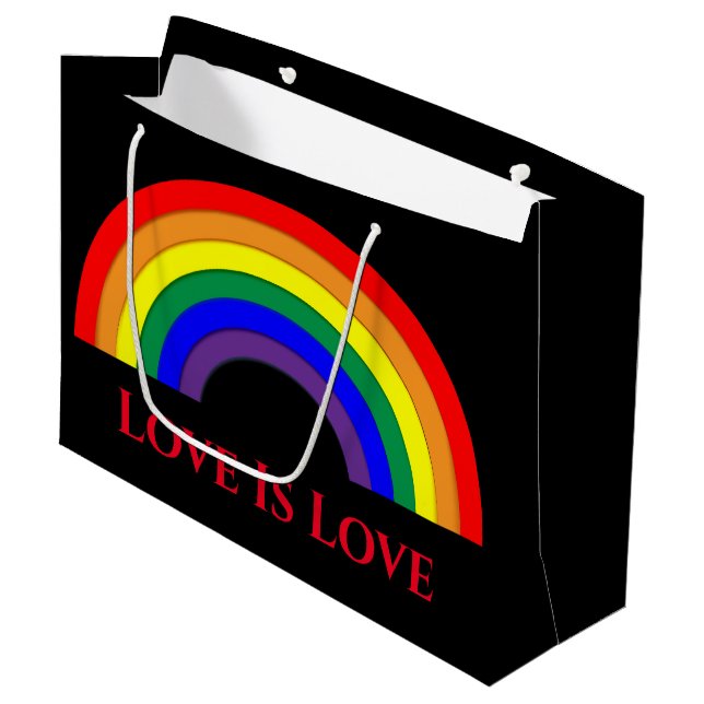 Grand Sac Cadeau Arc-en-ciel de fierté  (Devant Angle)