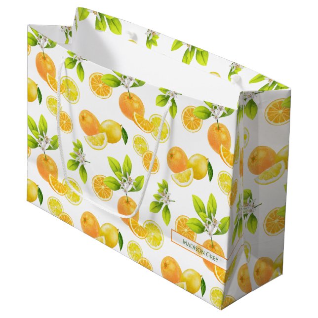 Grand Sac Cadeau Arômes d'agrumes Oranges et citrons Patten (Devant Angle)