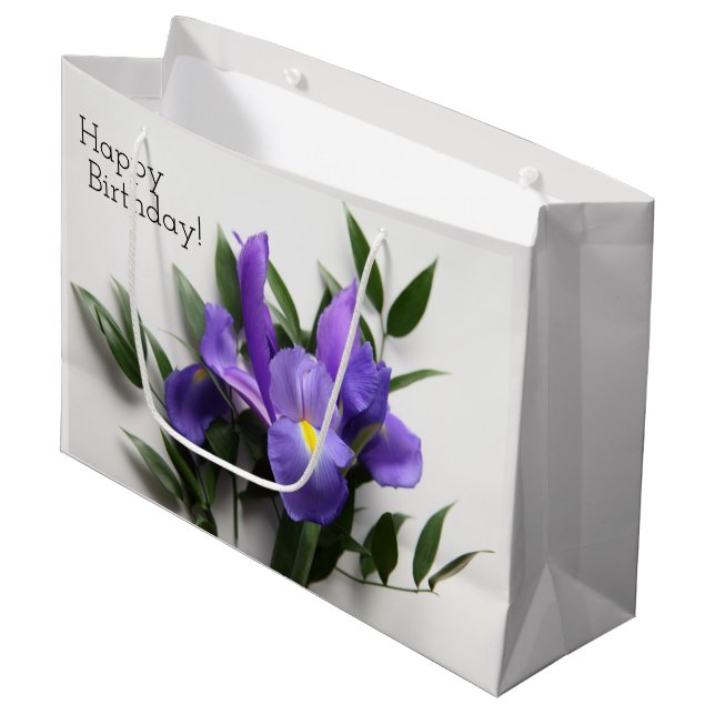 Grand Sac Cadeau Arrangement d'iris pourpre (Devant Angle)
