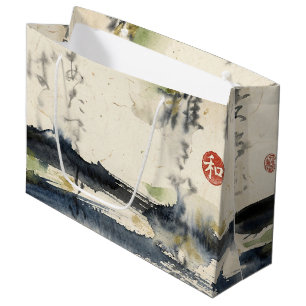 Grand Sac Cadeau Art de calligraphie japonaise vintage (11)