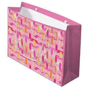 Grand Sac Cadeau Art Déco chic industriel - rose, pêche, or