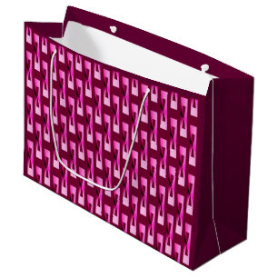 Grand Sac Cadeau Art Déco Géométrique Métallique - Orchidée et Viol
