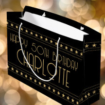 Art Déco Star Custom Age Name Black Gold