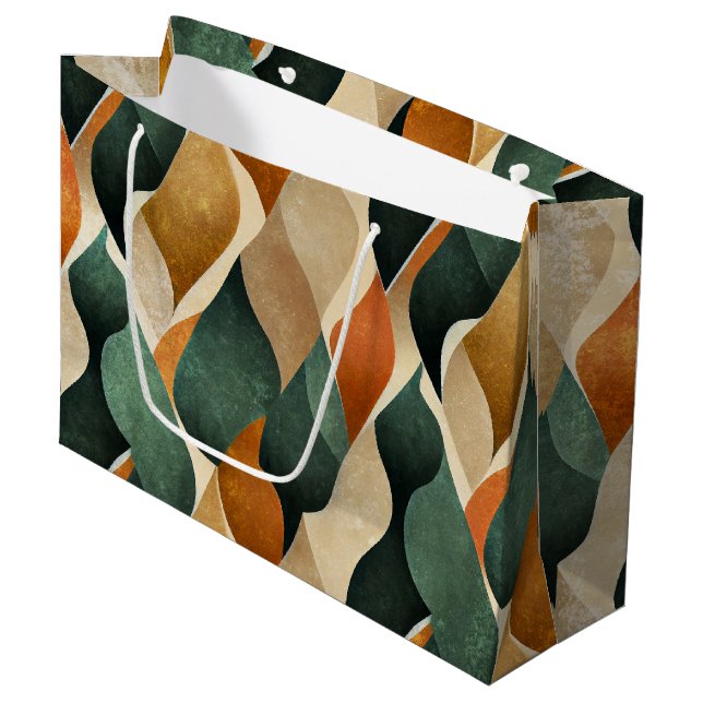 Grand Sac Cadeau Art Deco Teal & Gold Geometric Pattern (4) (Devant Angle)