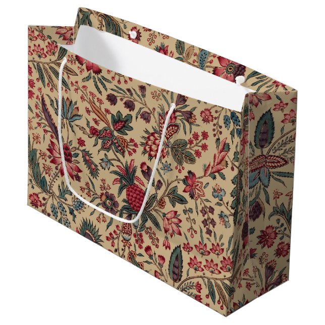 Grand Sac Cadeau Art floral de la tapisserie (Devant Angle)