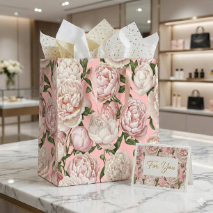 Grand Sac Cadeau Art floral élégant Paeonia Grace