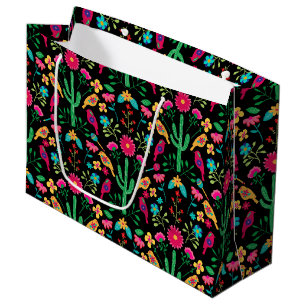 Grand Sac Cadeau Art folklorique traditionnel mexicain Couleurs viv