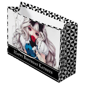Grand Sac Cadeau Art manga personnalisé "Alice"