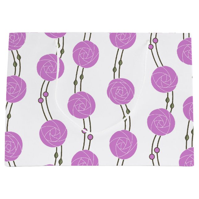 Grand Sac Cadeau Art Nouveau Mackintosh Rose Stripes Pink (Devant)