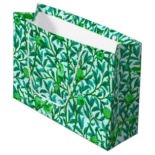 Grand Sac Cadeau Art Nouveau Oiseau & Grenade, Turquoise & Aqua