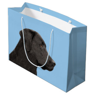 Grand Sac Cadeau Art original de chien de peintre noir de Labrador 