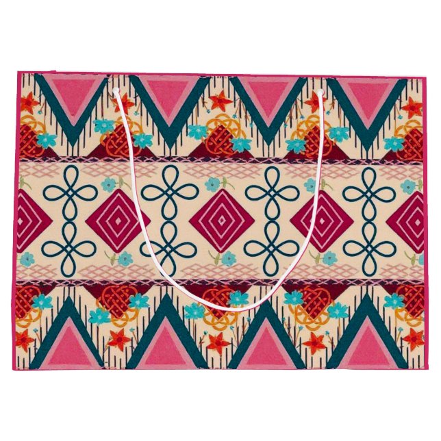 Grand Sac Cadeau Artisanat Boho Folk  (Dos)