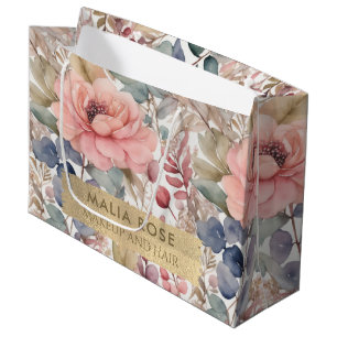 Grand Sac Cadeau Artiste de maquillage de couleur d'aquarelle russe
