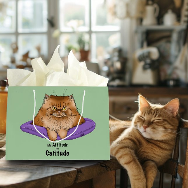 Grand Sac Cadeau Attitude de chat drôle (Créateur téléchargé)