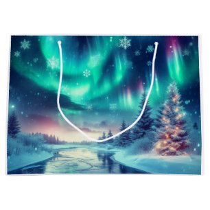 Grand Sac Cadeau aurora borealis/Noël/hiver