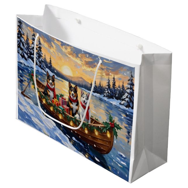 Grand Sac Cadeau Australian Cattle Dog Christmas Boat Holiday (Devant Angle)