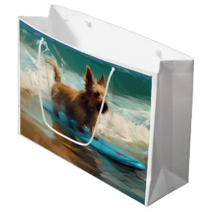 Grand Sac Cadeau Australian Terrier Beach Surfing Paining