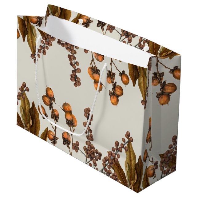 Grand Sac Cadeau Automne Automne Aquarelle Feuilles de feuillage (Devant Angle)