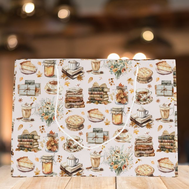 Grand Sac Cadeau Automne Automne Favori Motif esthétique essentiel (Close up)