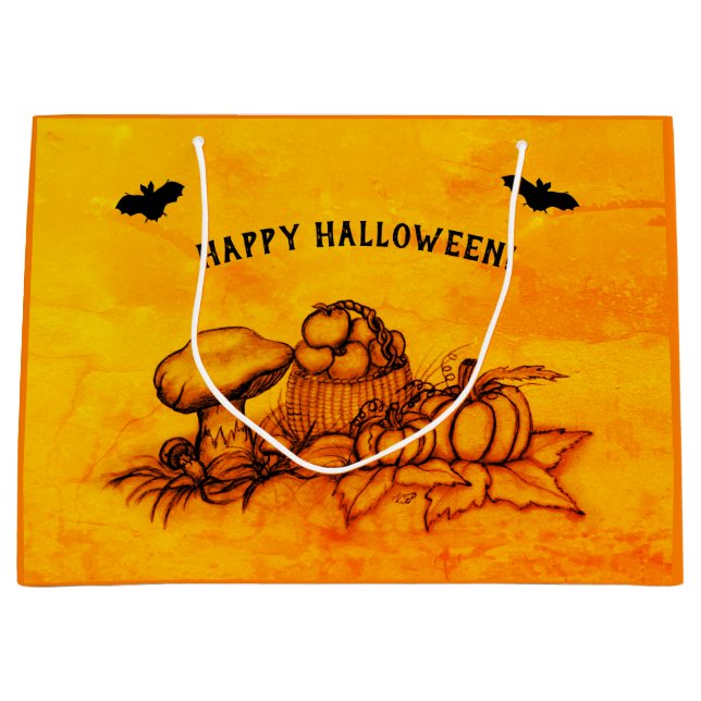 Grand Sac Cadeau Automne, Bonne Halloween ! (Devant)