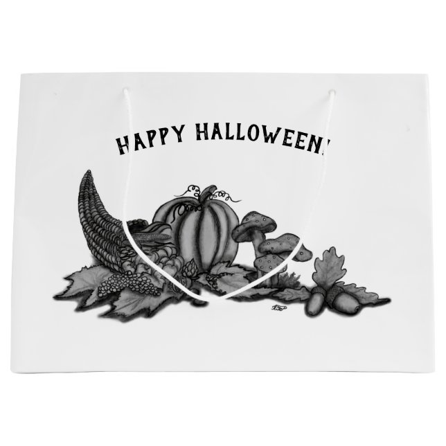 Grand Sac Cadeau Automne, Bonne Halloween ! (Devant)