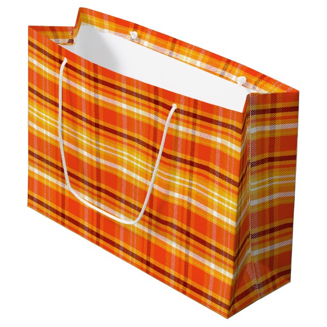 Grand Sac Cadeau Automne Plaid (Devant Angle)