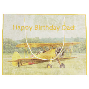 Grand Sac Cadeau Avion de chasse d'antiquités Cuisinier Jaune