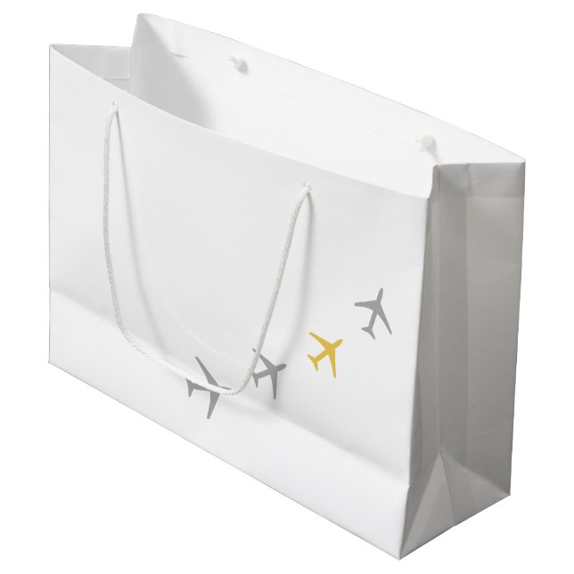Grand Sac Cadeau Avions gris jaune Avions Aviation Fly Airways (Devant Angle)