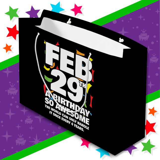 Grand Sac Cadeau Awesome Anniversaire 2024 Leap Day Leap Année 29 f (Créateur téléchargé)