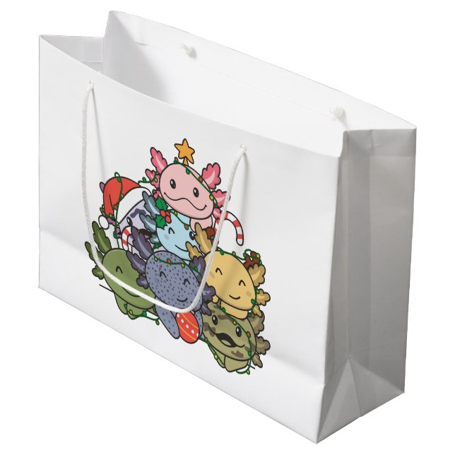 Grand Sac Cadeau Axolotl sapin de Noël drôle animal Noël (Devant Angle)