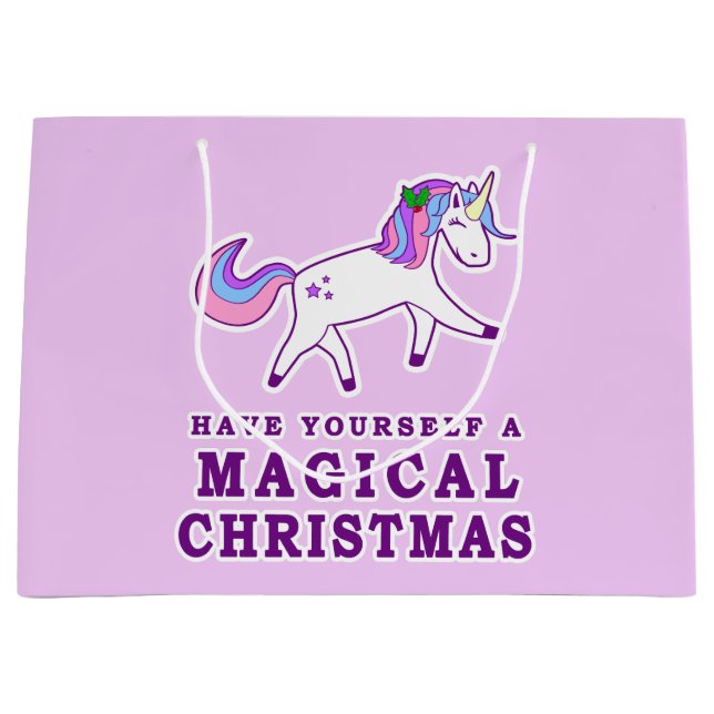 Grand Sac Cadeau Ayez vous-même une licorne magique de Noël (Devant)