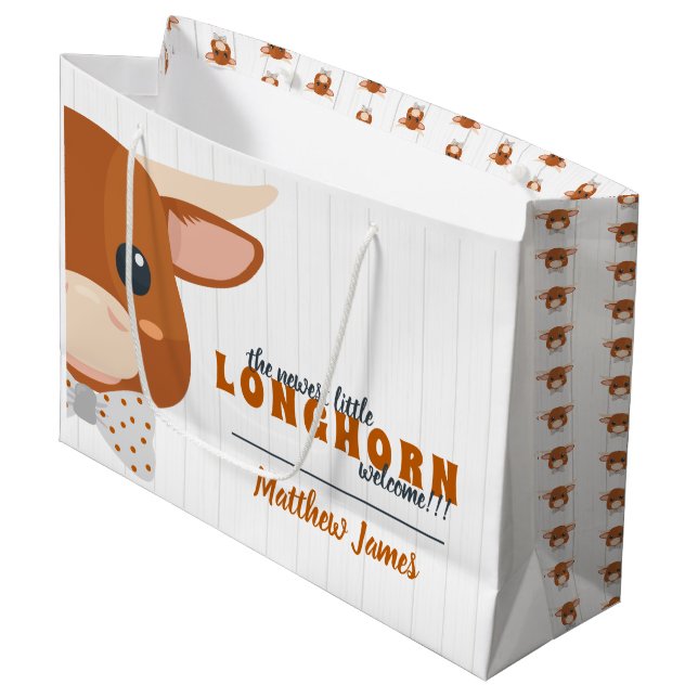 Grand Sac Cadeau Baby Boy Longhorn Burnt Orange (Devant Angle)