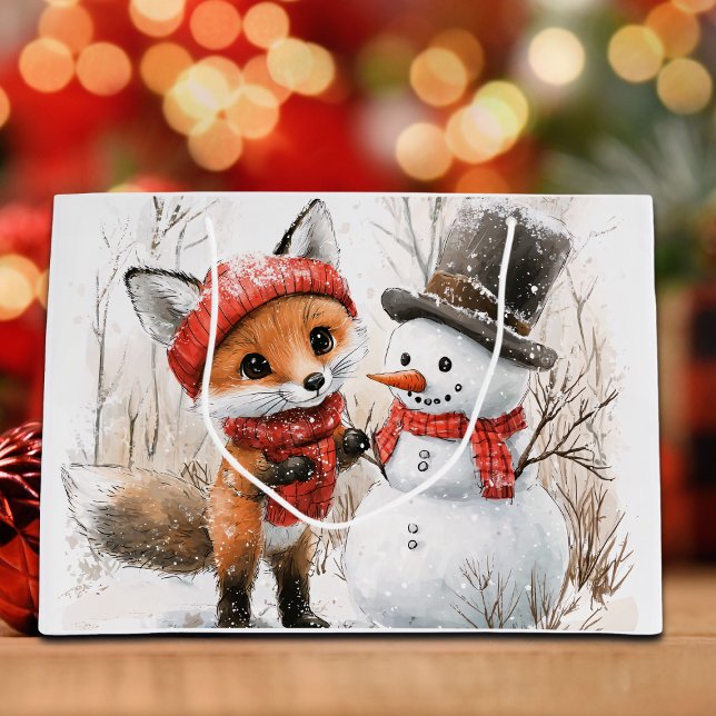 Grand Sac Cadeau Baby Fox et Snowman (Créateur téléchargé)