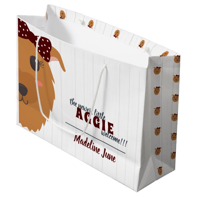 Grand Sac Cadeau Baby Girl Chien Maroon (Devant Angle)