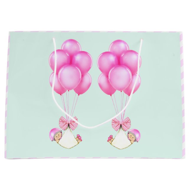 Grand Sac Cadeau Baby Girl Twins (Devant)