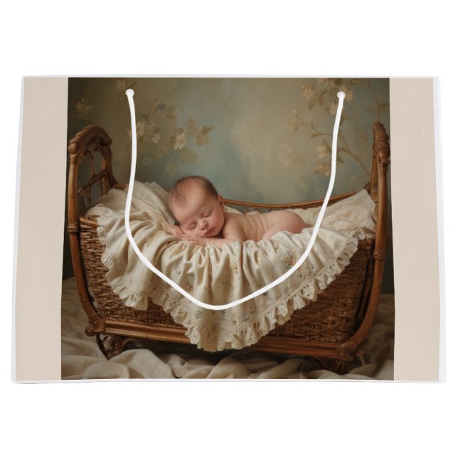 Grand Sac Cadeau Baby in Cradle (Devant)