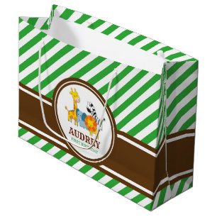 Grand Sac Cadeau Baby shower animal d'anniversaire de zoo de safari