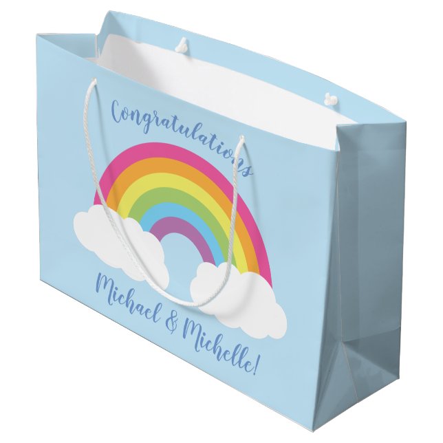Grand Sac Cadeau Baby shower arc-en-ciel (Dos Angle)