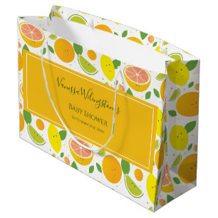 Grand Sac Cadeau Baby shower aux fruits d'agrumes de citron orange