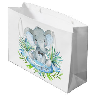 Grand Sac Cadeau Baby shower bébé éléphant mignon garçon