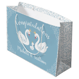 Grand Sac Cadeau Baby shower Blue Boy Swan