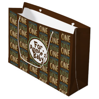 Grand Sac Cadeau Baby shower Boho "Welcome Little One"