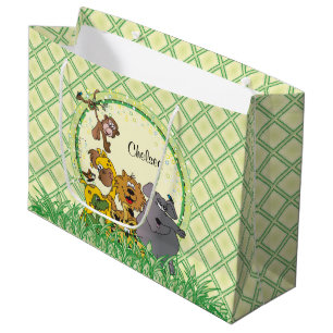 Grand Sac Cadeau Baby shower d'animaux de bébé de jungle de safari
