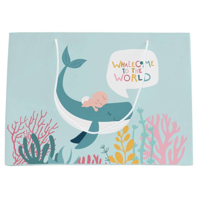Grand Sac Cadeau Baby shower de baleine (Devant)