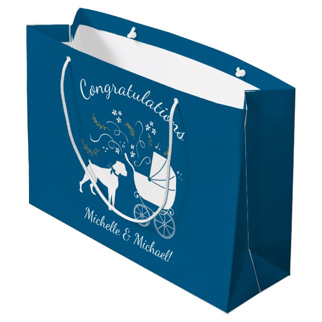 Grand Sac Cadeau Baby shower de chien de boxe (Dos Angle)