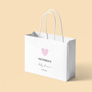 Grand Sac Cadeau Baby shower de coeur rose